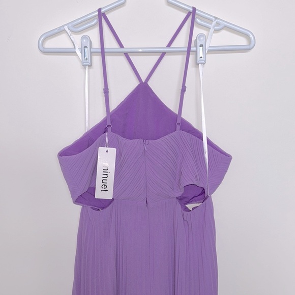 NWT Minuet Lilac Delia Halter Pleated Chiffon Maxi Dress - Picture 5 of 7
